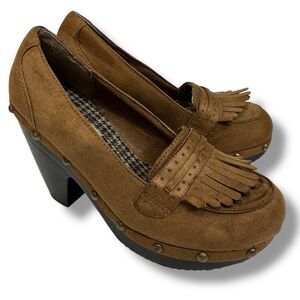 Vintage Y2K 90s Union Bay Nicolette Platform Wood Heel Studded Pumps Platform Pu